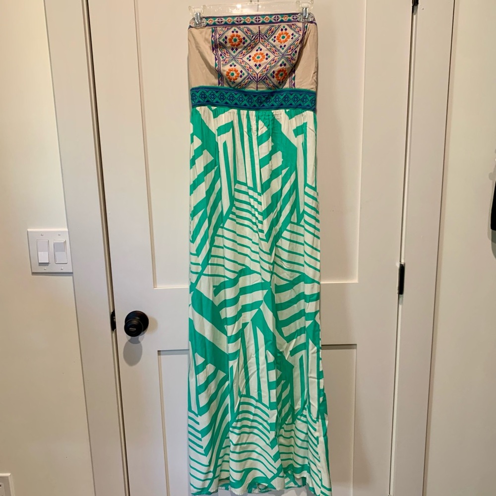 Flying Tomato Strapless Embroidered Maxi Dress